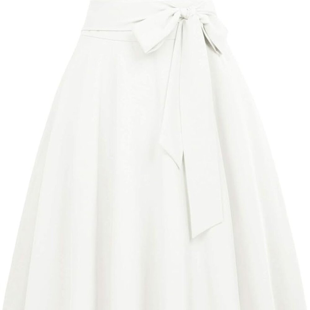 Belle Poque Woman's NWT Elegant White A-Line Pockets Skater Skirt Size Large - Picture 7 of 9
